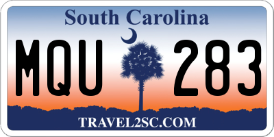 SC license plate MQU283