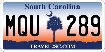 SC license plate MQU289