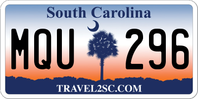 SC license plate MQU296