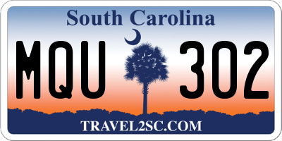 SC license plate MQU302