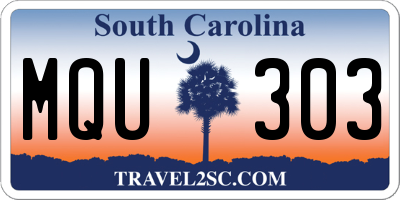 SC license plate MQU303