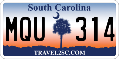 SC license plate MQU314