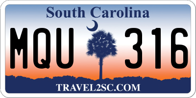 SC license plate MQU316