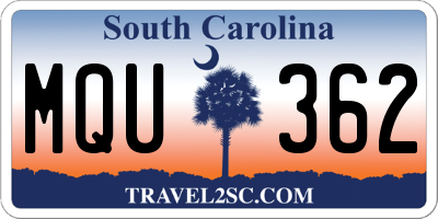 SC license plate MQU362