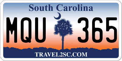 SC license plate MQU365