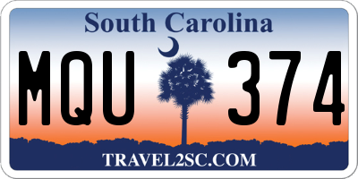 SC license plate MQU374