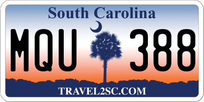 SC license plate MQU388
