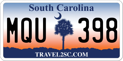 SC license plate MQU398