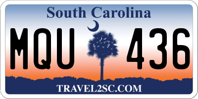 SC license plate MQU436
