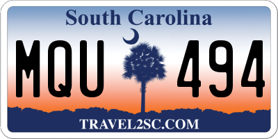 SC license plate MQU494