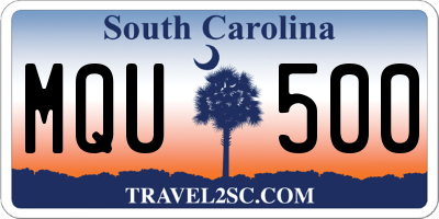 SC license plate MQU500
