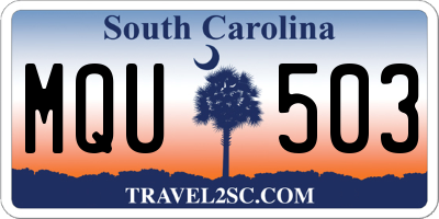 SC license plate MQU503