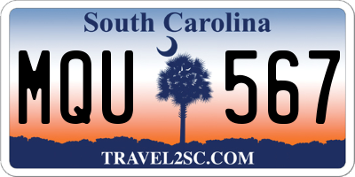 SC license plate MQU567