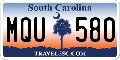 SC license plate MQU580