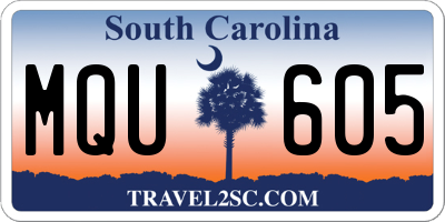 SC license plate MQU605
