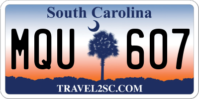 SC license plate MQU607