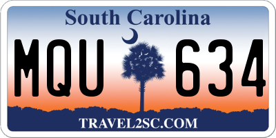 SC license plate MQU634