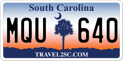 SC license plate MQU640