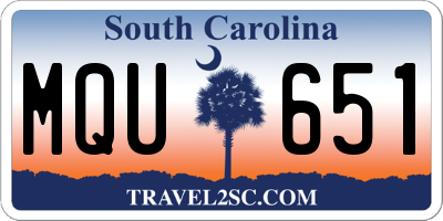 SC license plate MQU651