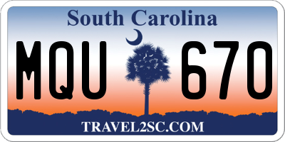 SC license plate MQU670