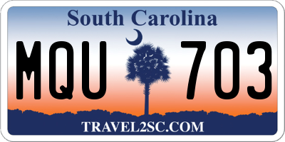 SC license plate MQU703