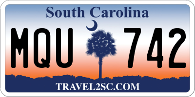 SC license plate MQU742