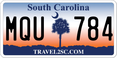 SC license plate MQU784