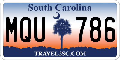 SC license plate MQU786