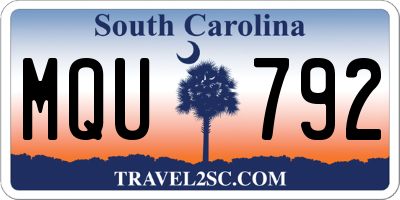 SC license plate MQU792