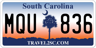 SC license plate MQU836