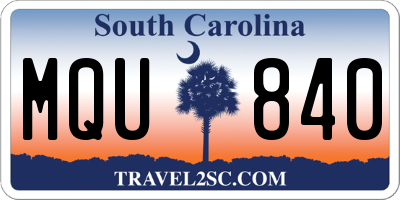 SC license plate MQU840