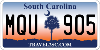 SC license plate MQU905