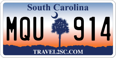 SC license plate MQU914