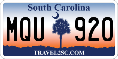 SC license plate MQU920