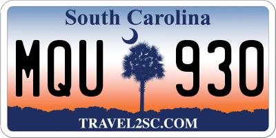 SC license plate MQU930