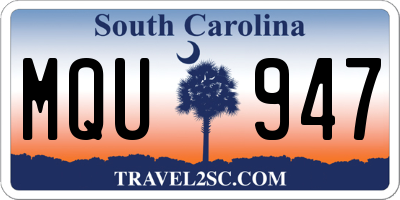 SC license plate MQU947