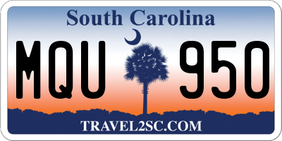 SC license plate MQU950