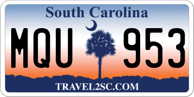 SC license plate MQU953