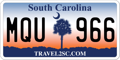 SC license plate MQU966