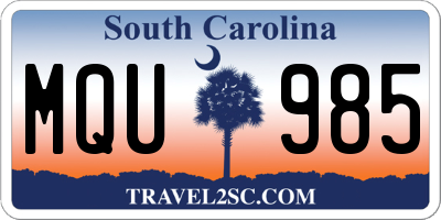 SC license plate MQU985