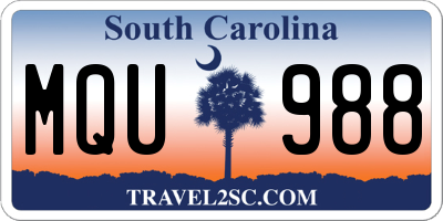 SC license plate MQU988