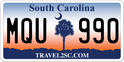SC license plate MQU990