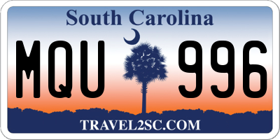 SC license plate MQU996