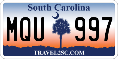 SC license plate MQU997