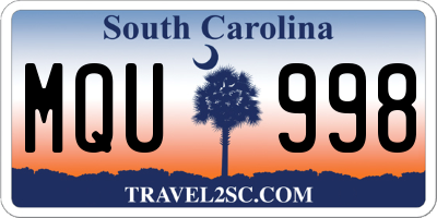 SC license plate MQU998