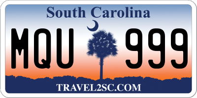 SC license plate MQU999