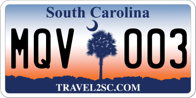 SC license plate MQV003
