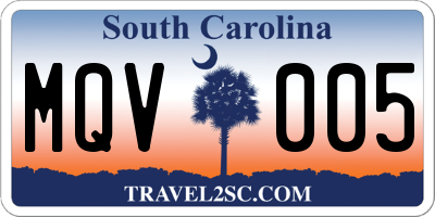 SC license plate MQV005