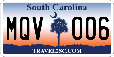 SC license plate MQV006