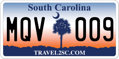 SC license plate MQV009